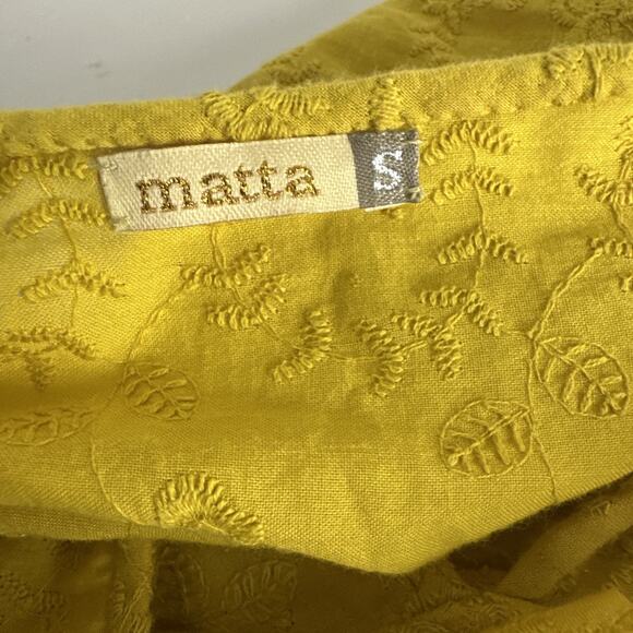 Matta Yamini Embroidered Dress - Yellow | Size Small - Picture 8 of 9